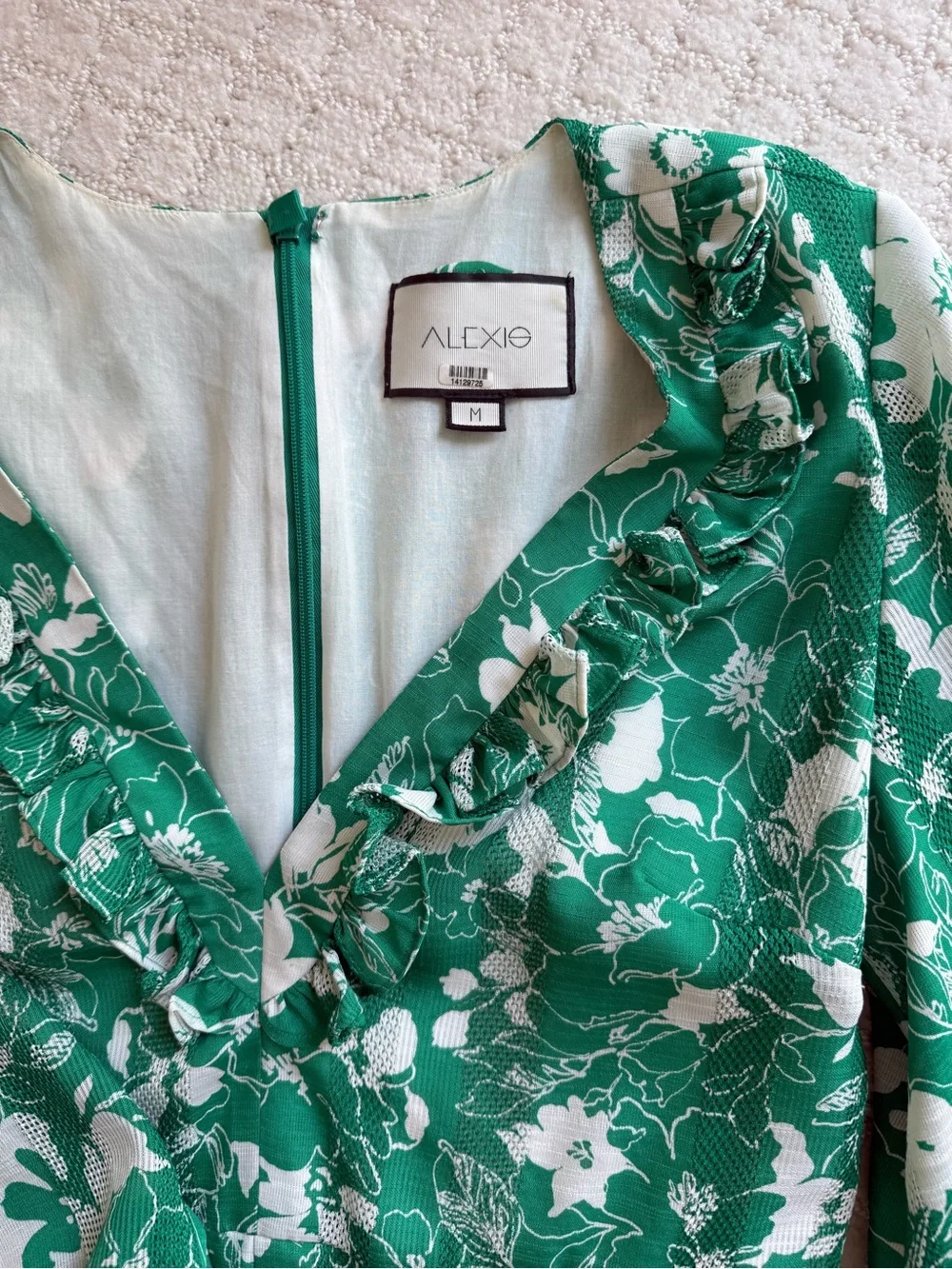 Alexis: Green Floral Ruffle V-Neck romper